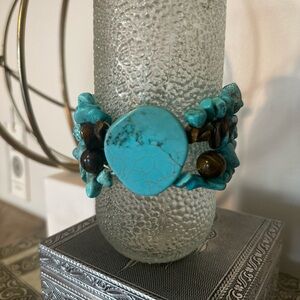 Turquoise and Brown Beaded Bracelet